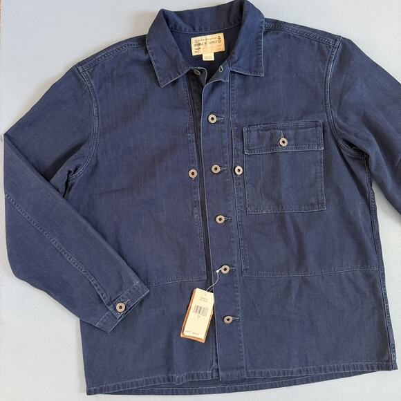 NWT RRL Double RL Indigo Herringbone Twill Overshirt Chore Mens Jacket - Picture 2 of 7